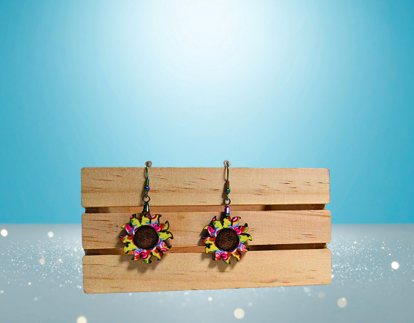 MDF-Sun Shaped Sublimated Earrings 1 inch