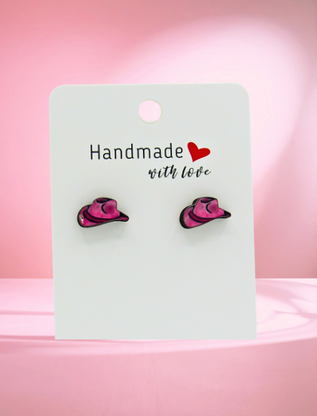 MDF-Cowboy Hat Shaped Sublimated Stud Earrings