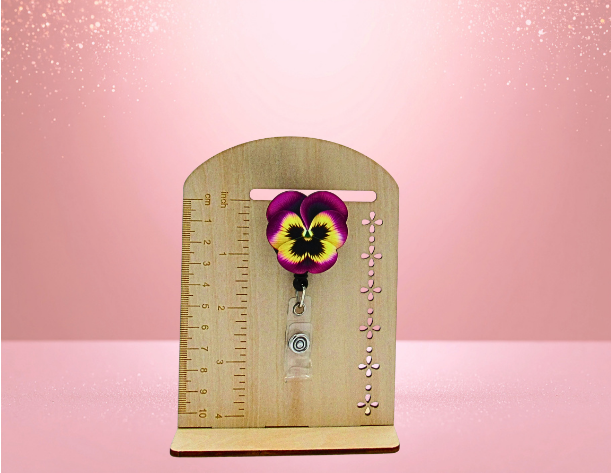 MDF-Pansy Shaped Sublimated Badge Reel