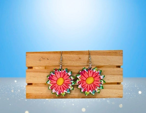 MDF-Sunflower Shaped Sublimated Earrings 1.5 inch