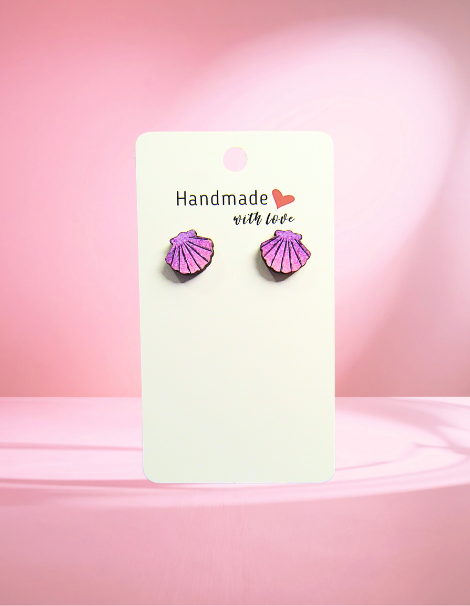 MDF-Clam Shell Shaped Sublimated Stud Earrings