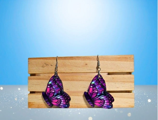 MDF-Butterfly Shaped Sublimated Earrings 1.5 inch