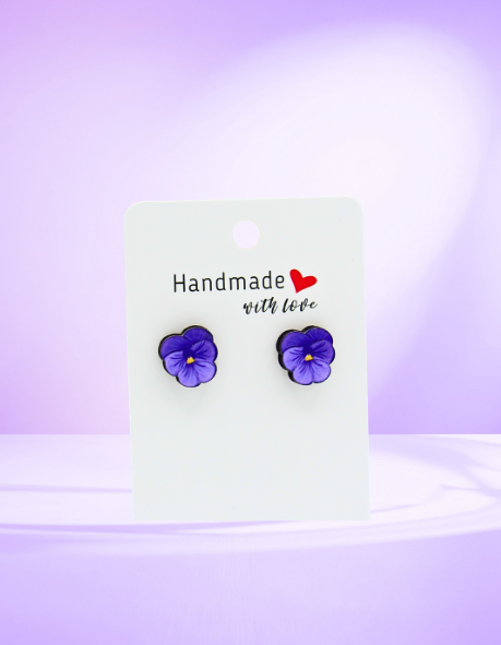 MDF- Pansy Shaped Sublimated Stud Earrings