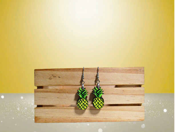 MDF-Pineapple Shaped Sublimated Earrings 1 inch