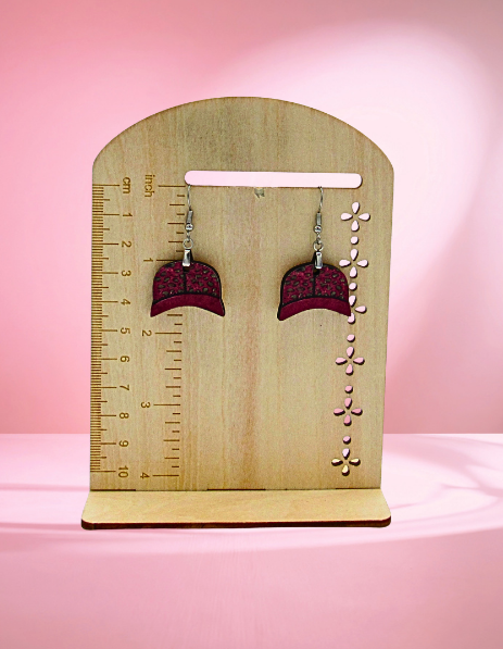 MDF-Baseball Cap Shaped Sublimated Earrings 1 inch