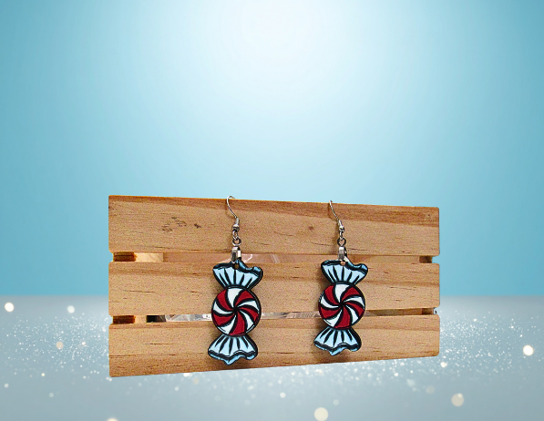 MDF-Candy Shaped MDF Sublimated Earrings 1.5 inch