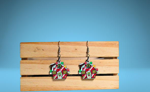 Gumdrop House Shaped MDF Sublimated Earrings