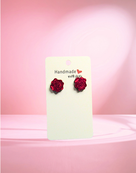 MDF-Rose Shaped Sublimated Stud Earrings