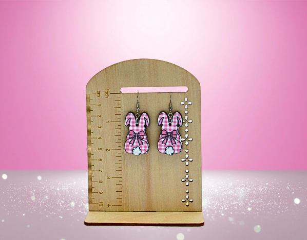 MDF- Sitting Bunny Shaped Sublimated Earrings 1.5 inch