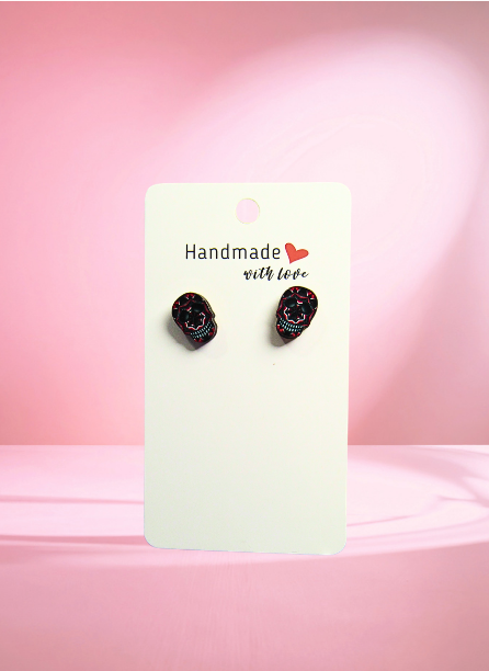 MDF-Skull Shaped Sublimated Stud Earrings