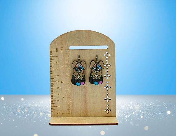 MDF- Sitting Bunny Shaped Sublimated Earrings 1.5 inch