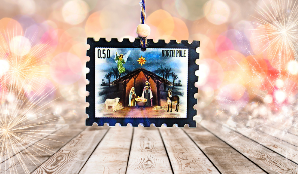 Horizontal Stamp Shaped Sublimated Ornament
