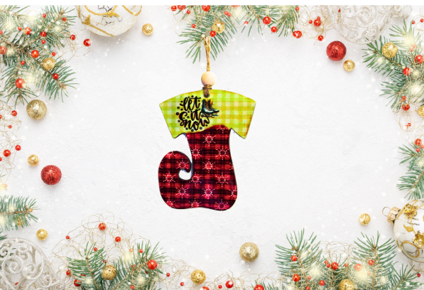 Elf Stocking Shaped Sublimated Ornament