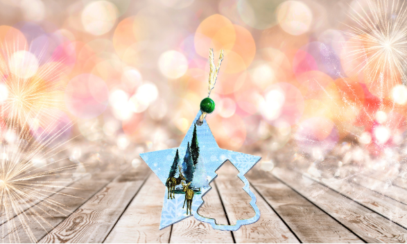 Star with tree Shaped Sublimated Ornament