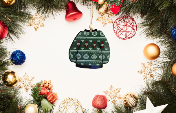 Sweater Shaped Sublimated Ornament