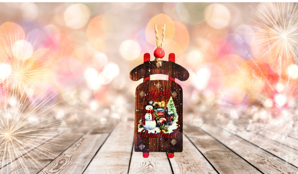 Sled Shaped Sublimated Ornament