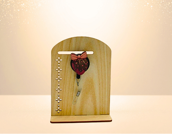MDF-Strawberry with Bow Shaped Sublimated Badge Reel