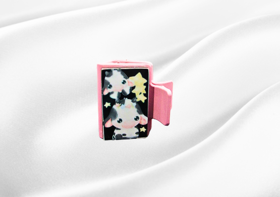 MDF-Small Sublimated Hair Claw Clip Cow Themed