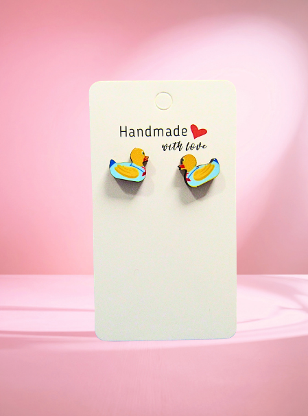 MDF-Rubber Duck Shaped Sublimated Stud Earrings