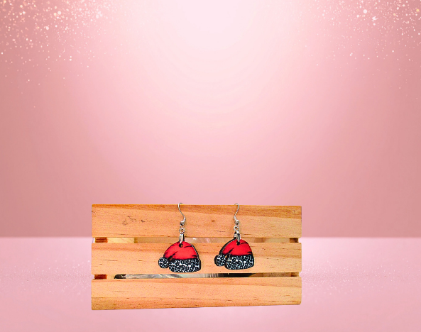 MDF- Santa Hat Shaped Sublimated Earrings 1 inch