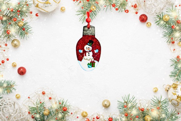 Christmas Light Bulb Shaped Sublimated Ornament