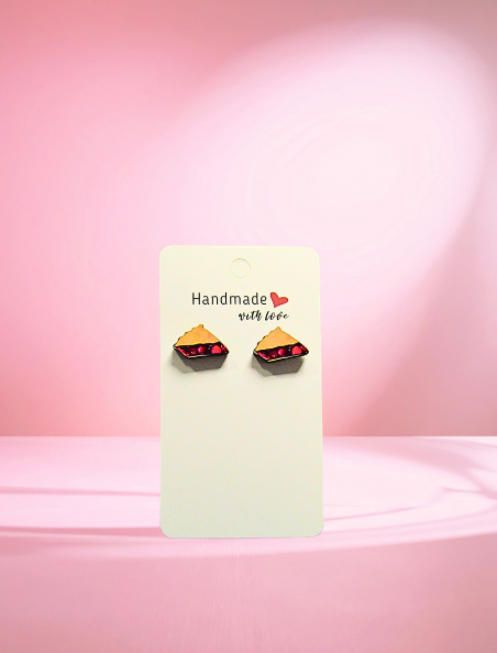 MDF-Pie Slice Shaped Sublimated Stud Earrings