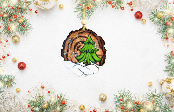 Wooden Slice Sublimated Ornament