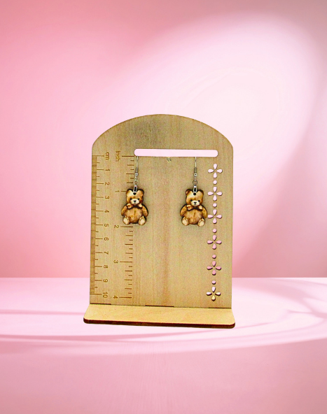 MDF-Teddy Bear Shaped Sublimated Earring 1 inch