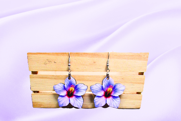 MDF-Tropical Flower Shaped Sublimated Earrings 1.5 inch