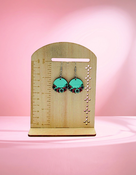 MDF-Floral Round Shaped Sublimated Earrings 1 inch
