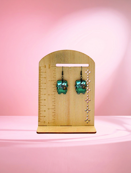 MDF-Truck Shaped Sublimated Earring 1 inch