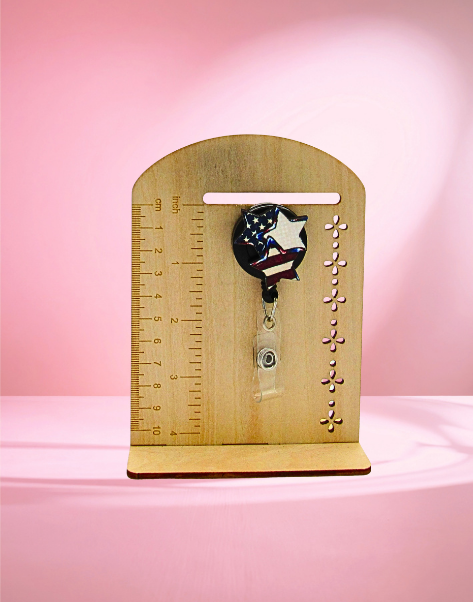 MDF-Triple Star Shaped Sublimated Badge Reel Holder