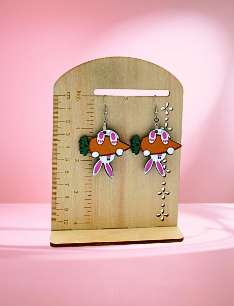 MDF-Upside Down Bunny Shaped Sublimated Earrings
