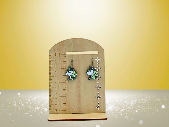 MDF- Unicorn Shaped Sublimated Earrings 1 inch