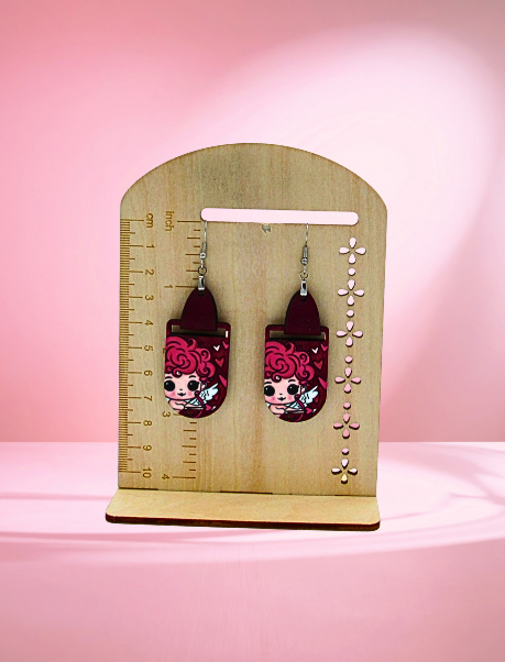 MDF and Faux Leather-Bar Shaped Sublimated Earrings 1.5 inch