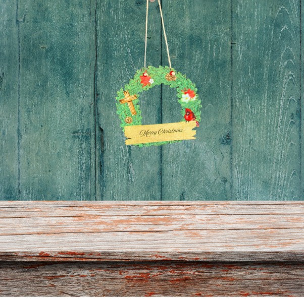 Wooden Wreath Shaped Sublimated Door Hanger