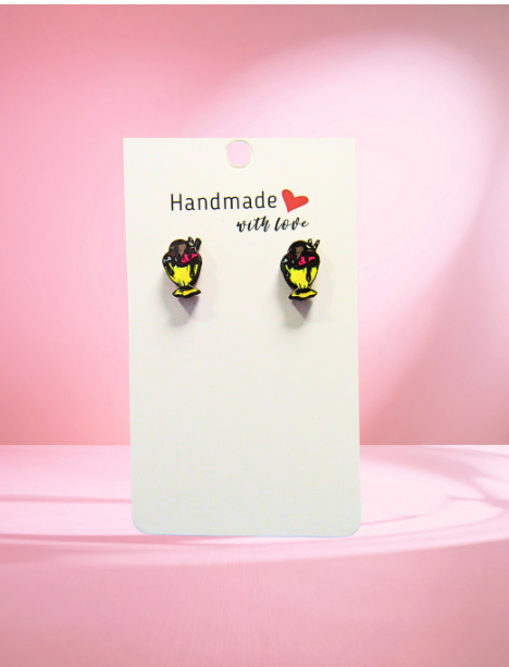 MDF- Ice Cream Sundae Shaped Sublimated Stud Earrings