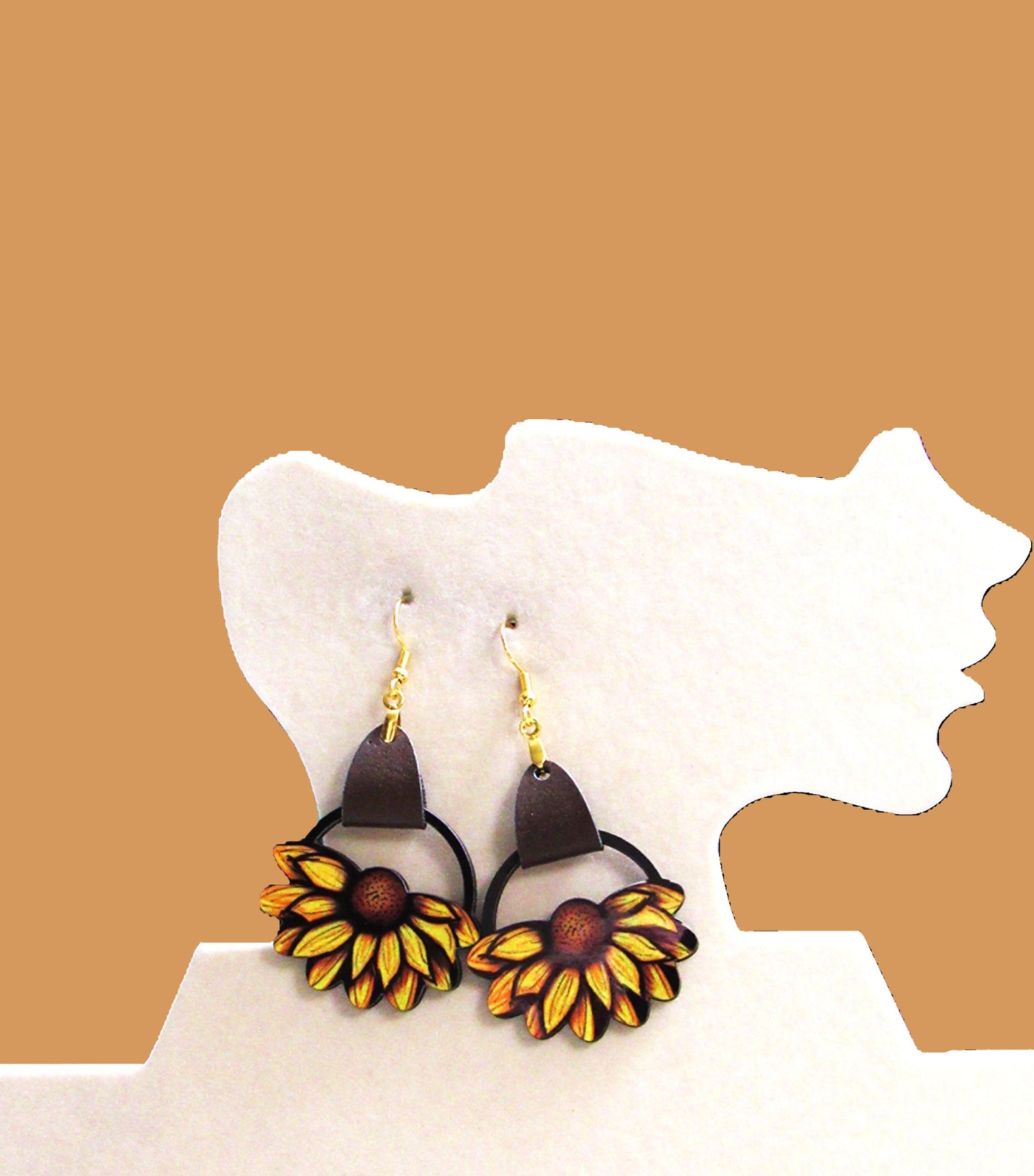 Round Sunflower Shaped Sublimated Earrings