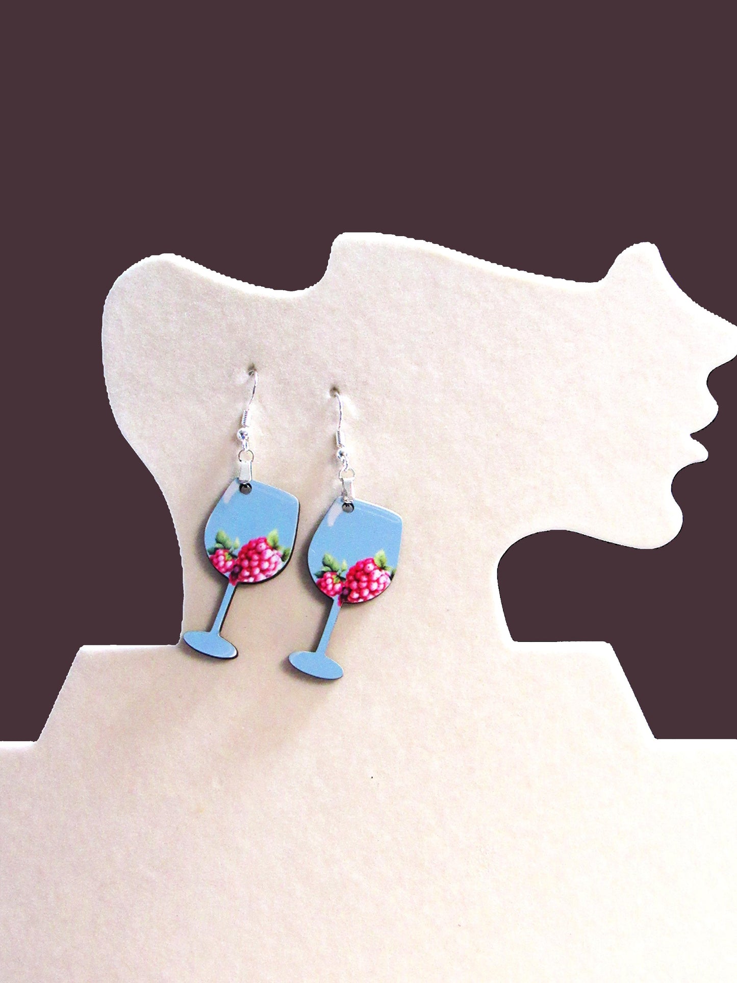 Wine Glass Shaped Sublimated Earrings