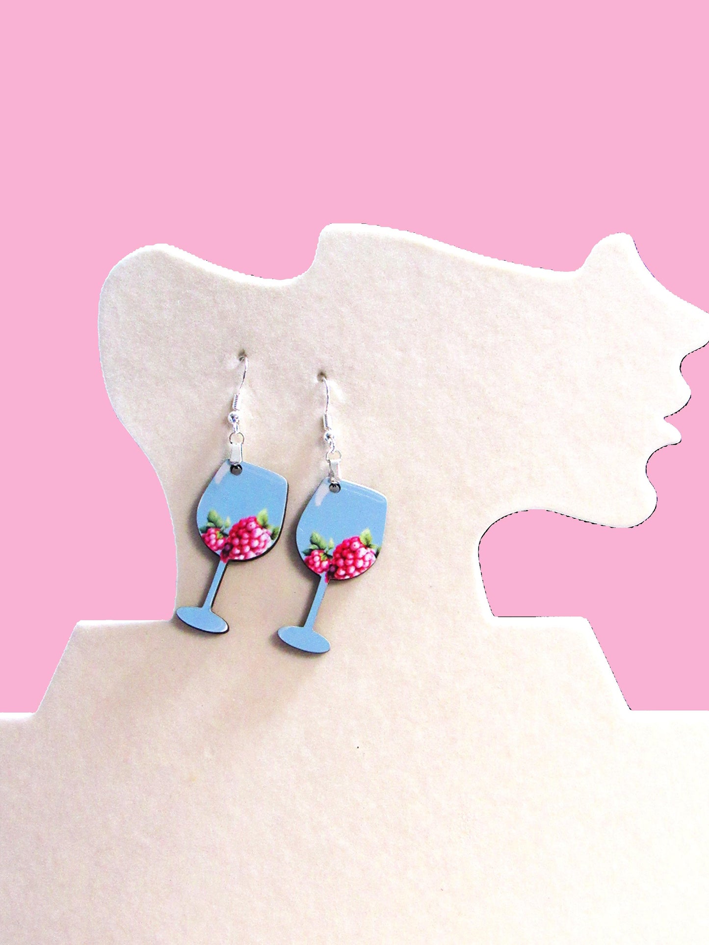 Wine Glass Shaped Sublimated Earrings