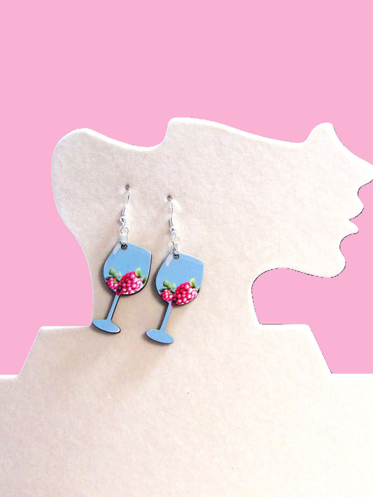 Wine Glass Shaped Sublimated Earrings