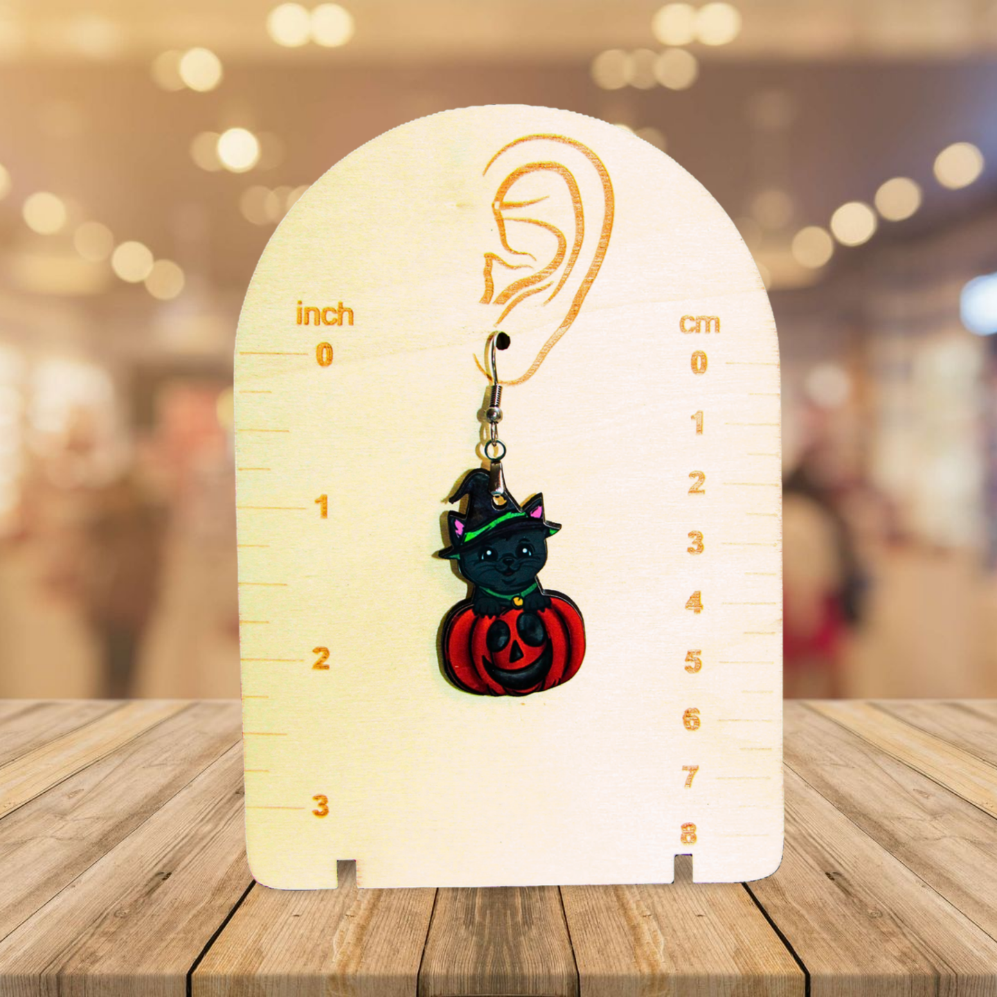 Cat in a Pumpkin Shaped Sublimated Earrings