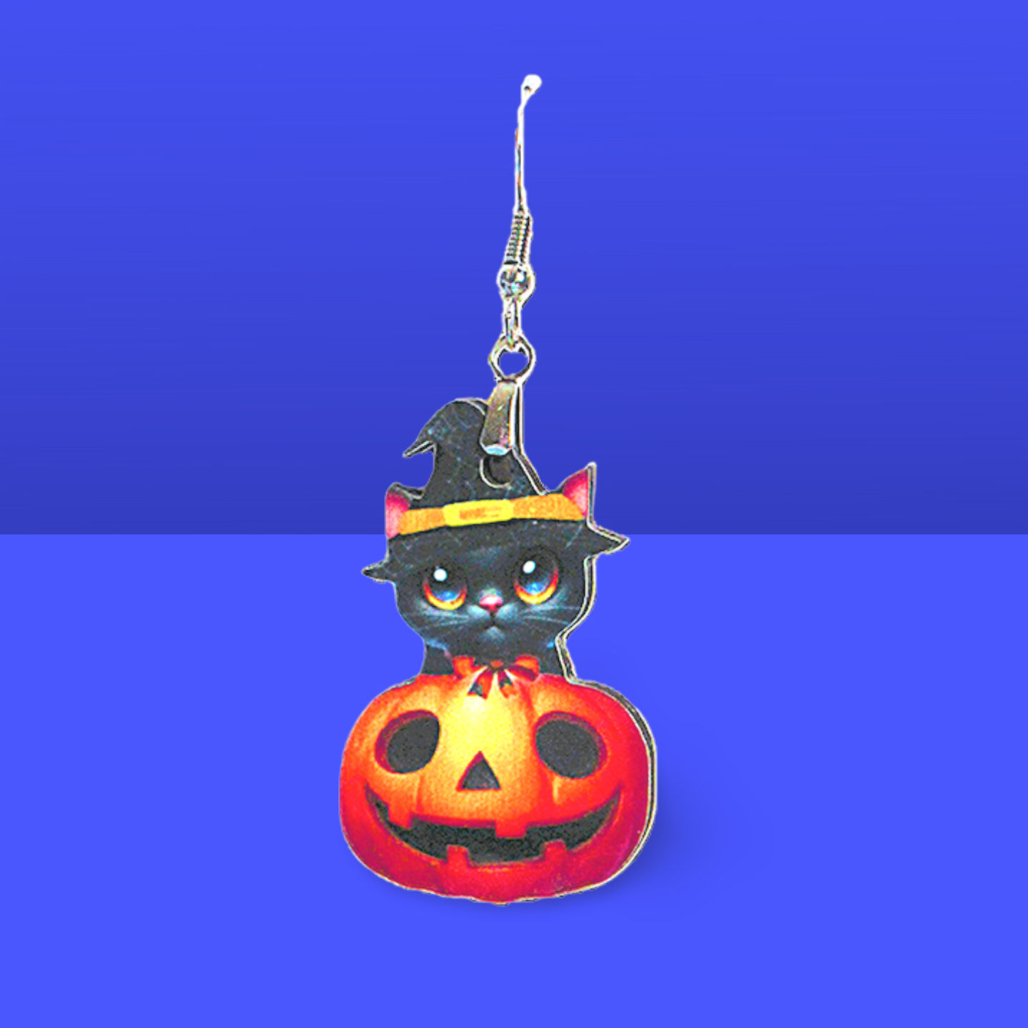 Cat in a Pumpkin Shaped Sublimated Earrings