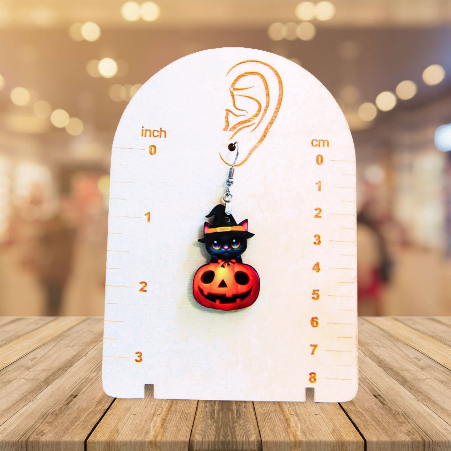 Cat in a Pumpkin Shaped Sublimated Earrings