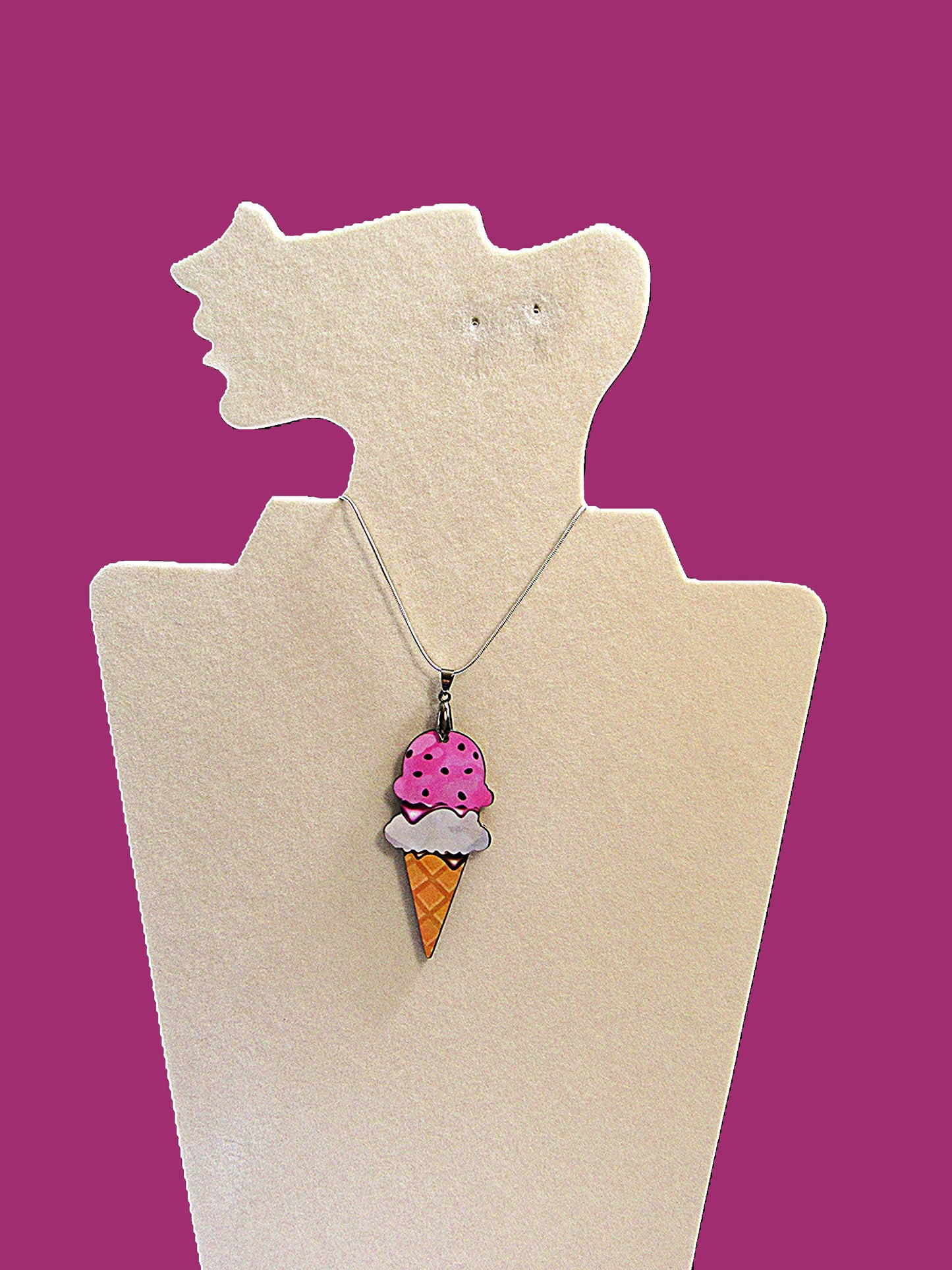 Ice Cream Cone Shaped Sublimated Necklace