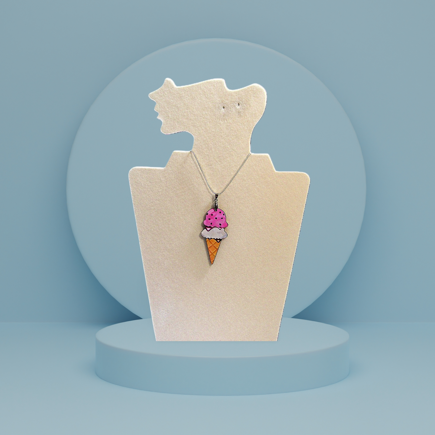 Ice Cream Cone Shaped Sublimated Necklace