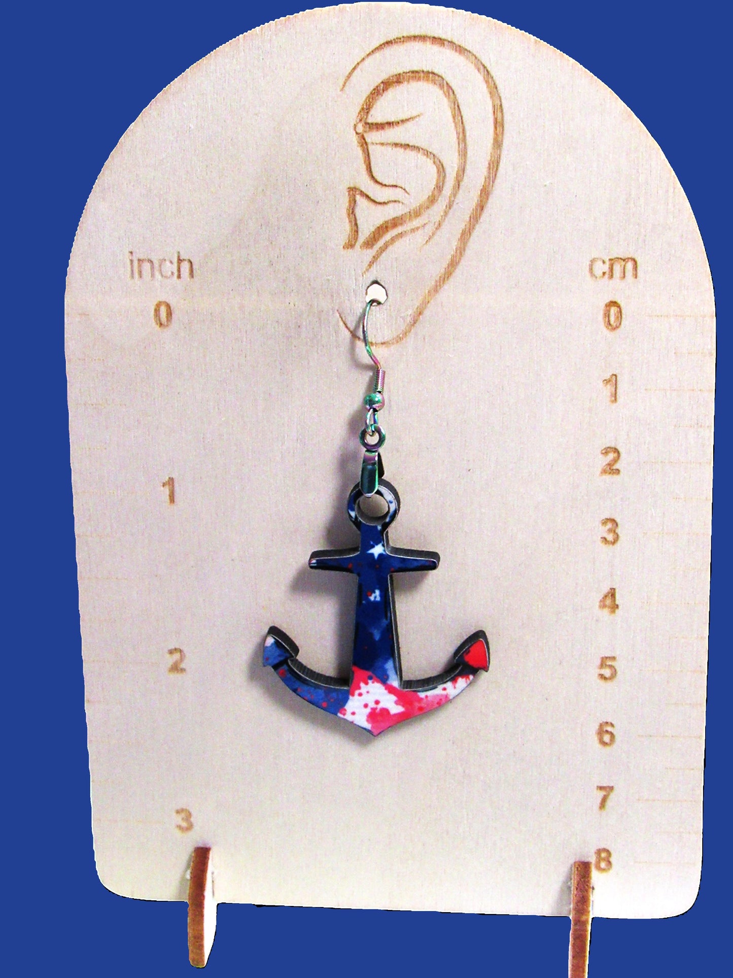 Anchor Shaped Sublimated Earrings 1.5 inch