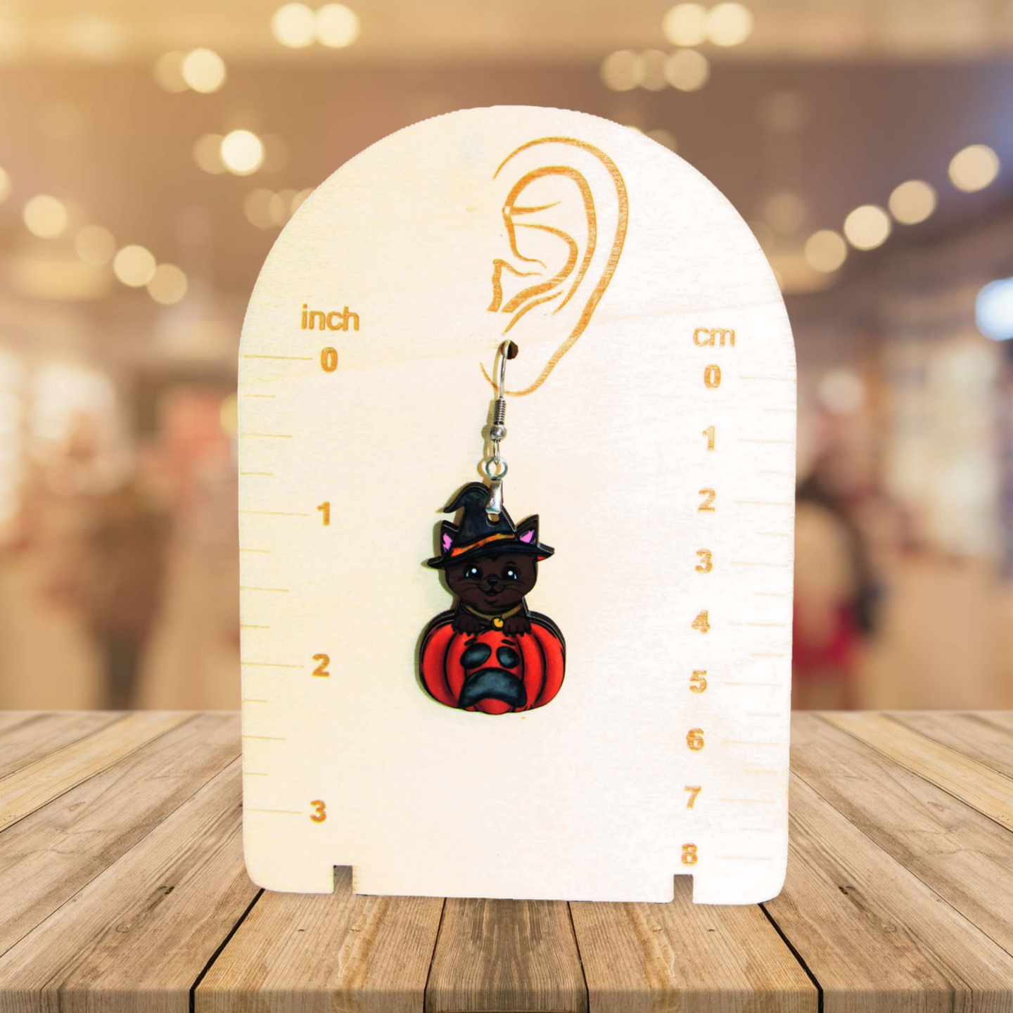 Cat in a Pumpkin Shaped Sublimated Earrings 1.5 inch