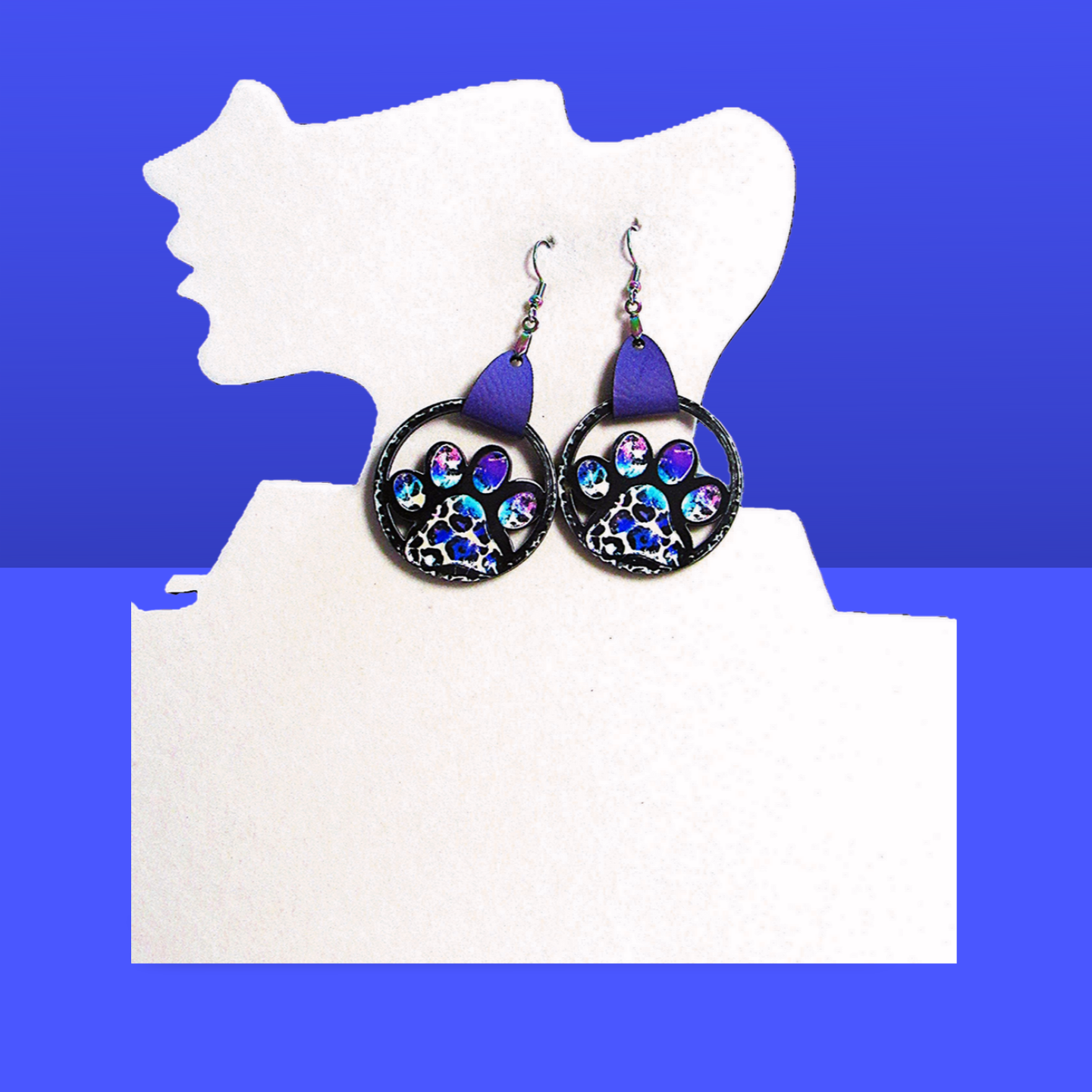 Round MDF Paw Shaped Sublimated Earring