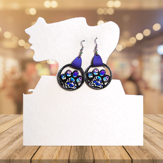 Round MDF Paw Shaped Sublimated Earring